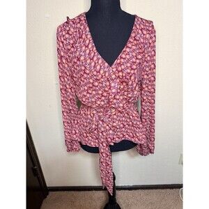 Max Studio Women’s Size XS V Neck Flowy Blouse Top Boho Career Office Chic